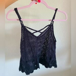 Free People Black Crochet Tank Top